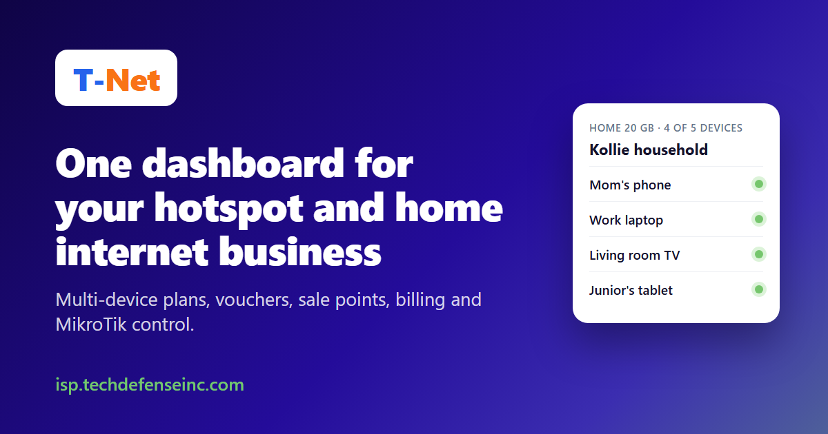 T-Net: multi-device RADIUS and hotspot billing for MikroTik